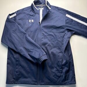 Under Armour ColdGear Navy Blue Track Jacket Full Zip Men's Medium Loose Fit